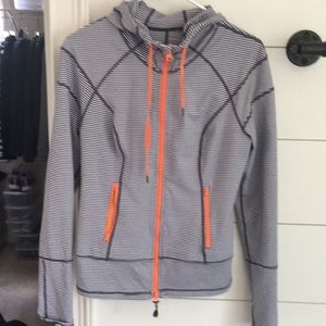 Gray & white stripe hoodie